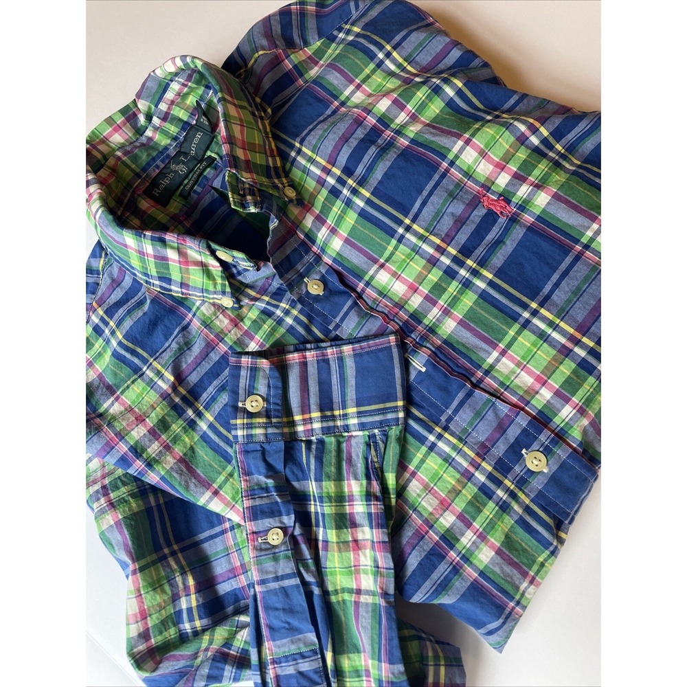 Polo Ralph Lauren Plaid Polo Pink Pony Size L Long sleeve Men's
